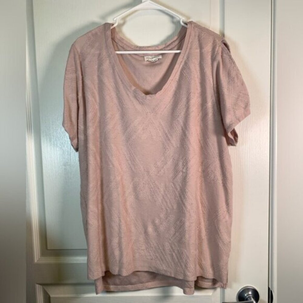 Peace & Pearls Soft Pink V-Neck Blouse Size XXL EUC #2862